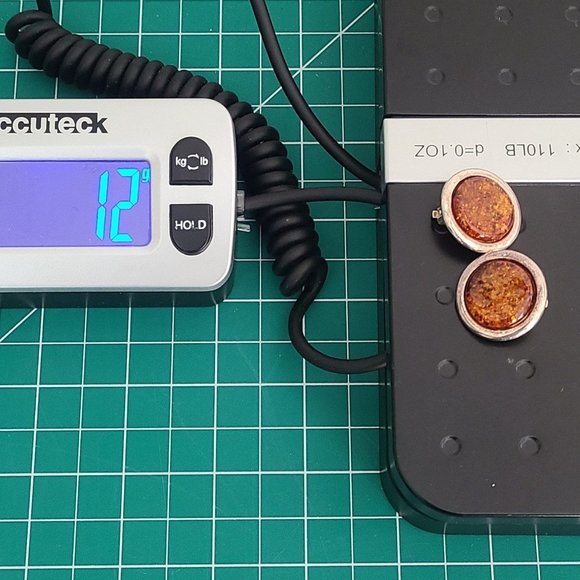 Vintage Sterling Silver Cognac Amber Earrings Circle Clip On - Picture 12 of 12